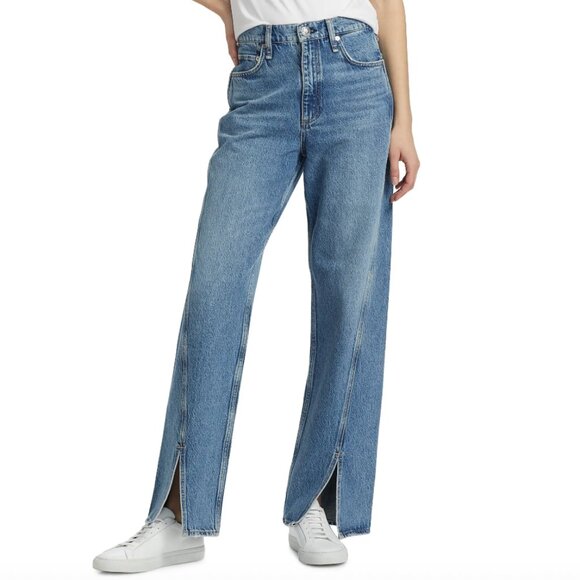 Rag & Bone Shea High-Rise Relaxed Straight Split-Hem Jeans - Picture 1 of 7